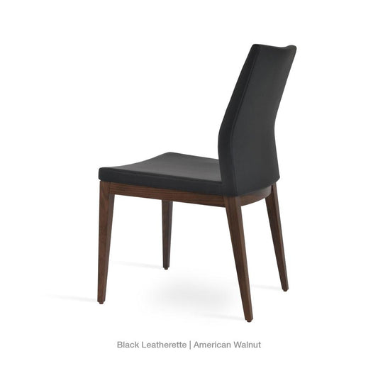 sohoConcept Pasha Wood Chair Leather Flexible Back in American Walnut