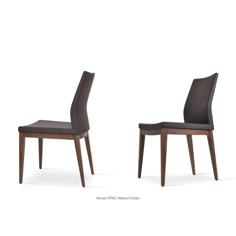 sohoConcept Pasha Wood Chair Leather Flexible Back in Natural Ash