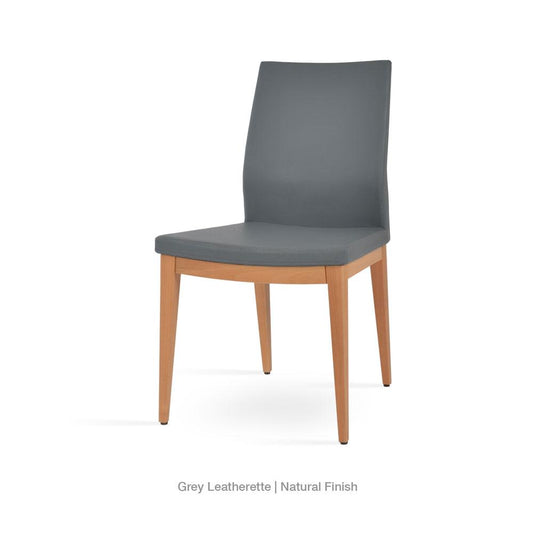 sohoConcept Pasha Wood Chair Leather Flexible Back in Solid Beech Walnut