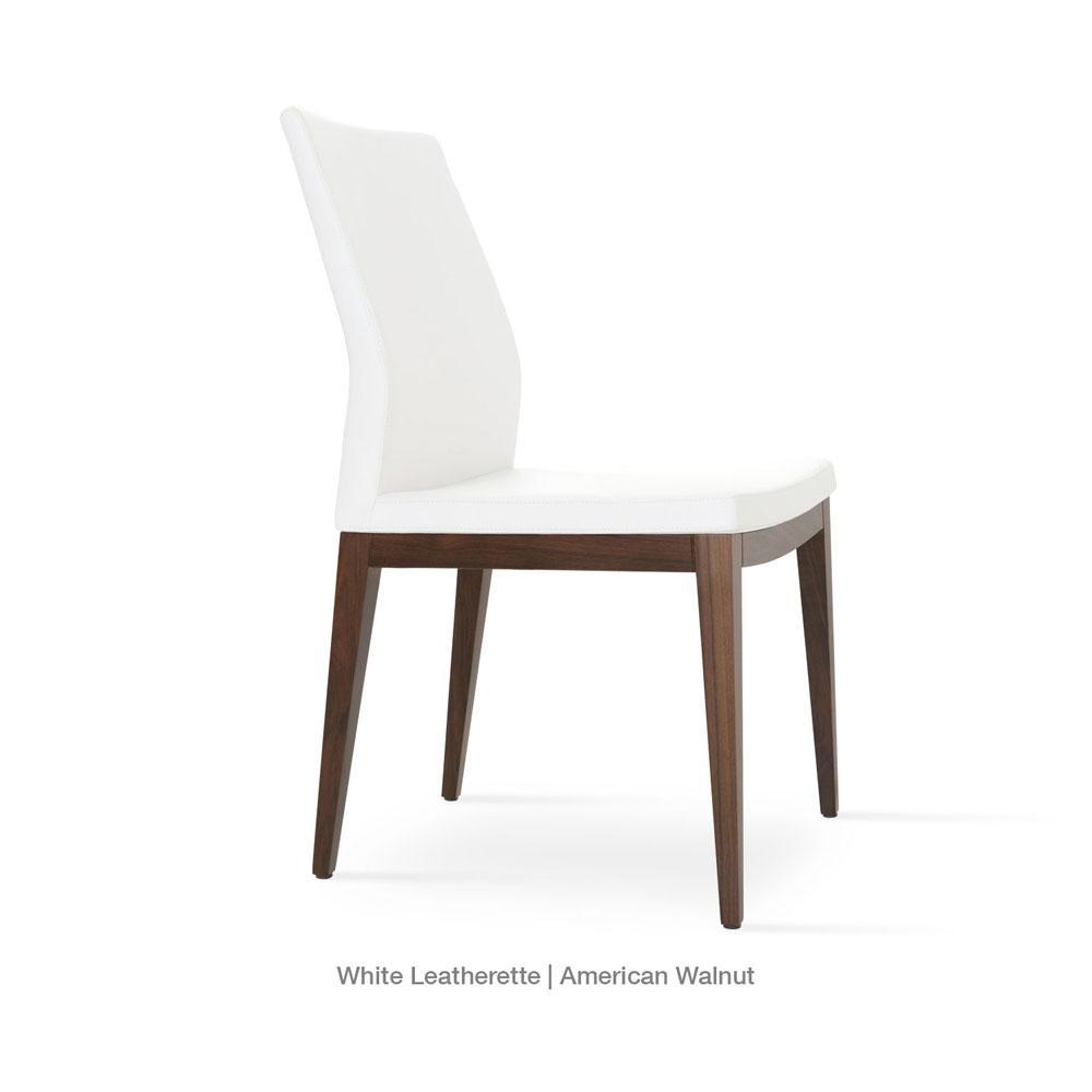 sohoConcept Pasha Wood Chair Leather Flexible Back in American Walnut