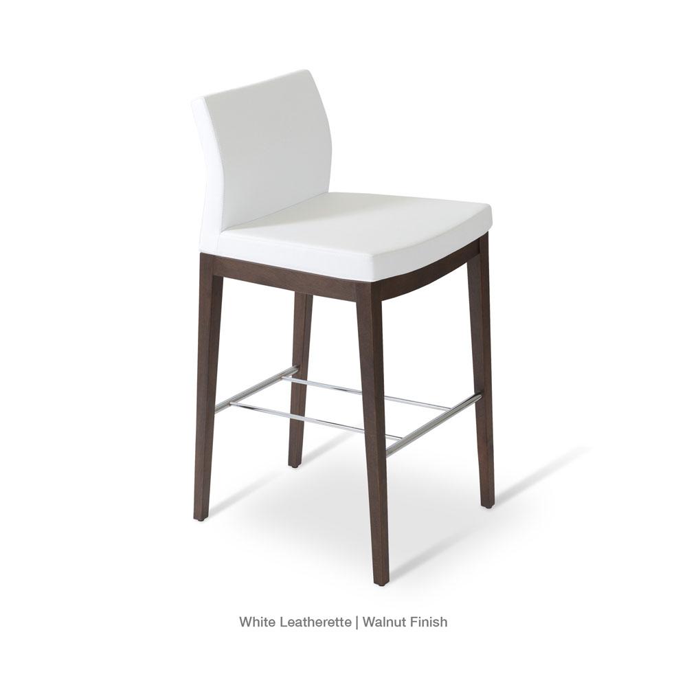 sohoConcept Pasha Wood Stool Leather Flexible Back Seat in Natural Ash