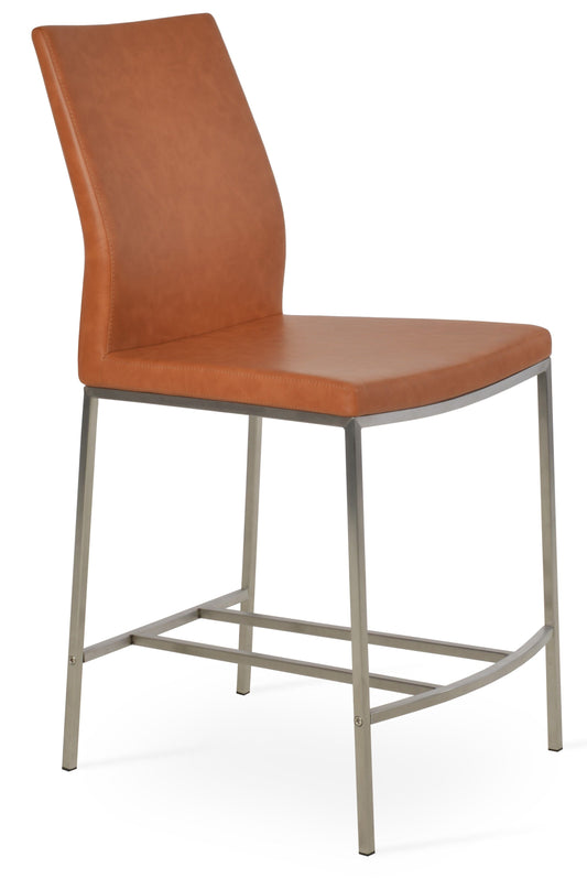 sohoConcept Pasha Metal Stool Leather Flexible Back Seat