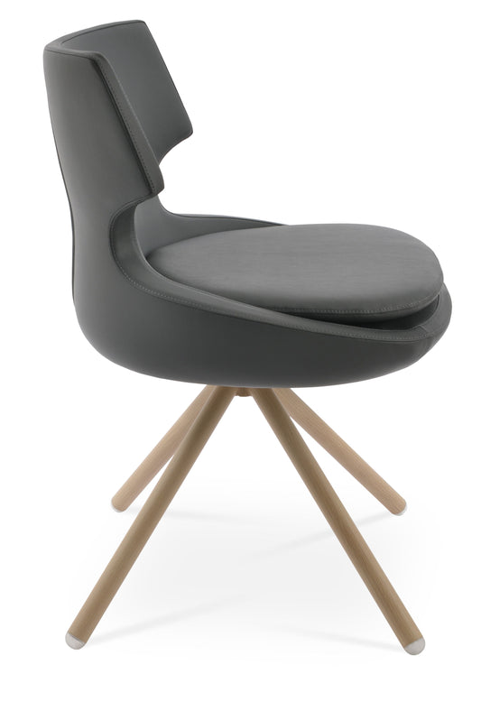 sohoConcept Patara Stick Chair Leather in Walnut Veneer Steel