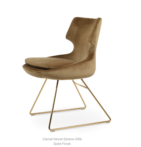 sohoConcept Patara Wire Dining Chair Fabric in Gold-Brass