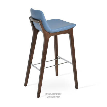 sohoConcept Pera HB Wood Stool Leather in Solid Beech Wenge