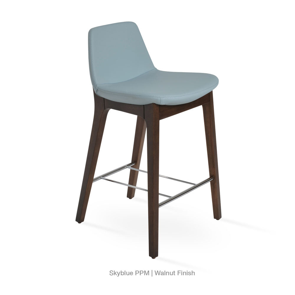 sohoConcept Pera HB Wood Stool Leather in Solid Beech Wenge