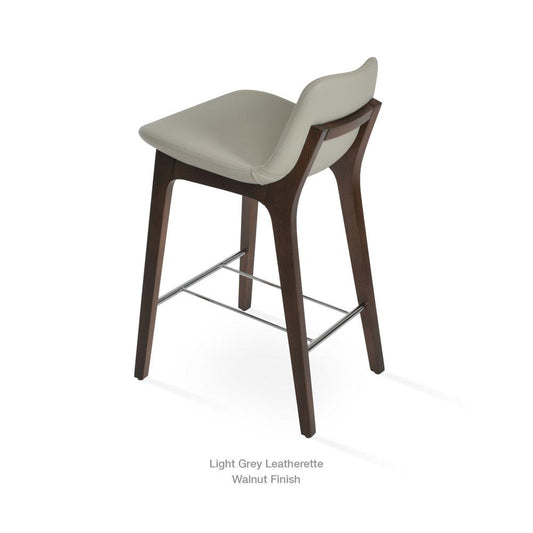 sohoConcept Pera HB Wood Stool Leather in American Walnut 