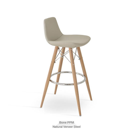 sohoConcept Pera MW Counter Stool Leather in Stainless Steel