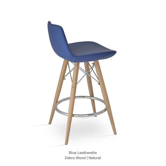 sohoConcept Pera MW Bar Stool Leather in Natural Veneer Steel