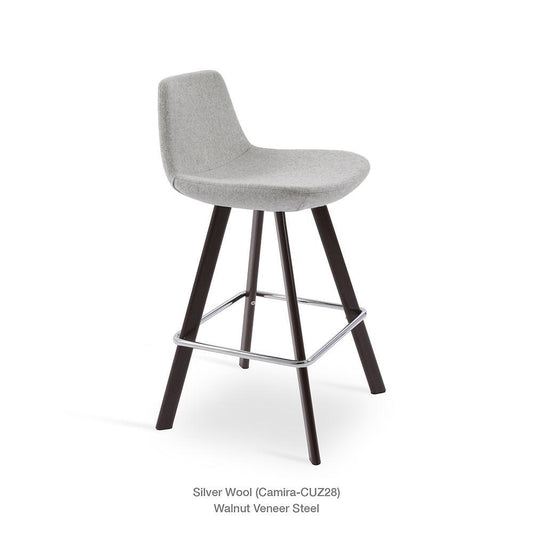 sohoConcept Pera Sword Counter Stool Leather in Walnut Veneer Steel