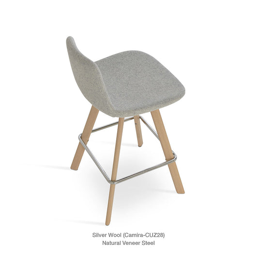 sohoConcept Pera Sword Bar Stool Leather in Natural Veneer Steel