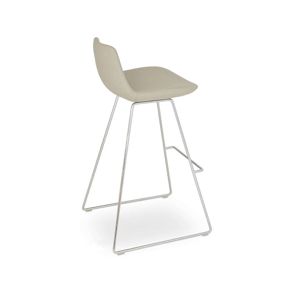 sohoConcept Pera Wire Bar Stool Leather in White Paint Steel