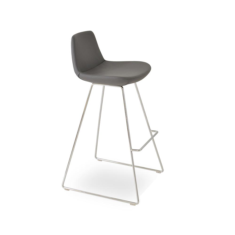 sohoConcept Pera Wire Counter Stool Leather in Black Paint Steel