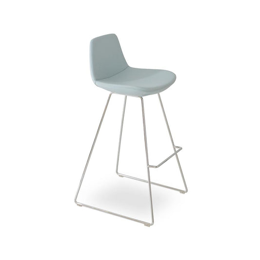 sohoConcept Pera Wire Counter Stool Leather in Bone