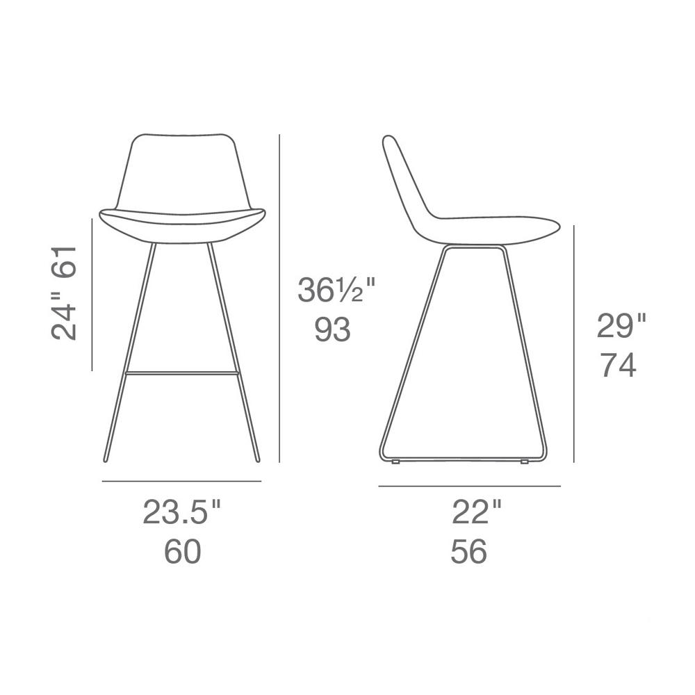 sohoConcept Pera Wire Bar Stool Leather in White Paint Steel