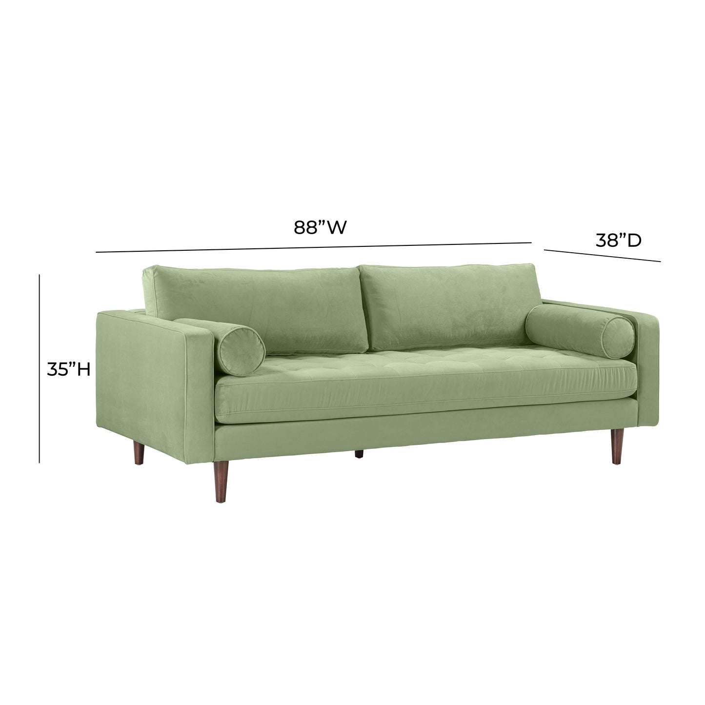 Cave Sage Green Velvet Sofa by TOV