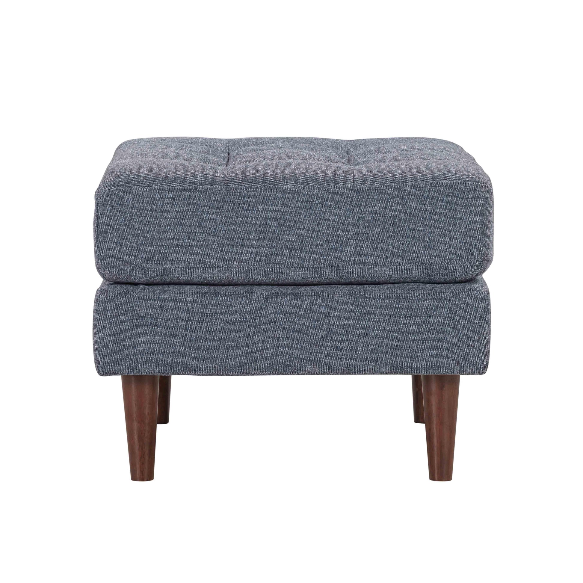Cave Navy Tweed Ottoman by TOV
