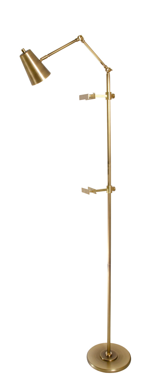 House of Troy River North Easel Floor Lamp Antique Brass Satin Brass Accents Spot Light RN301-AB-SB
