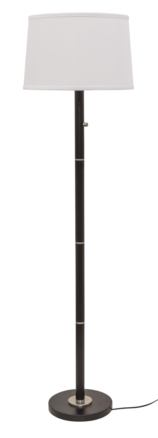 House of Troy Rupert 3-Way Floor Lamp Black Satin Nickel Accents RU703-BLK