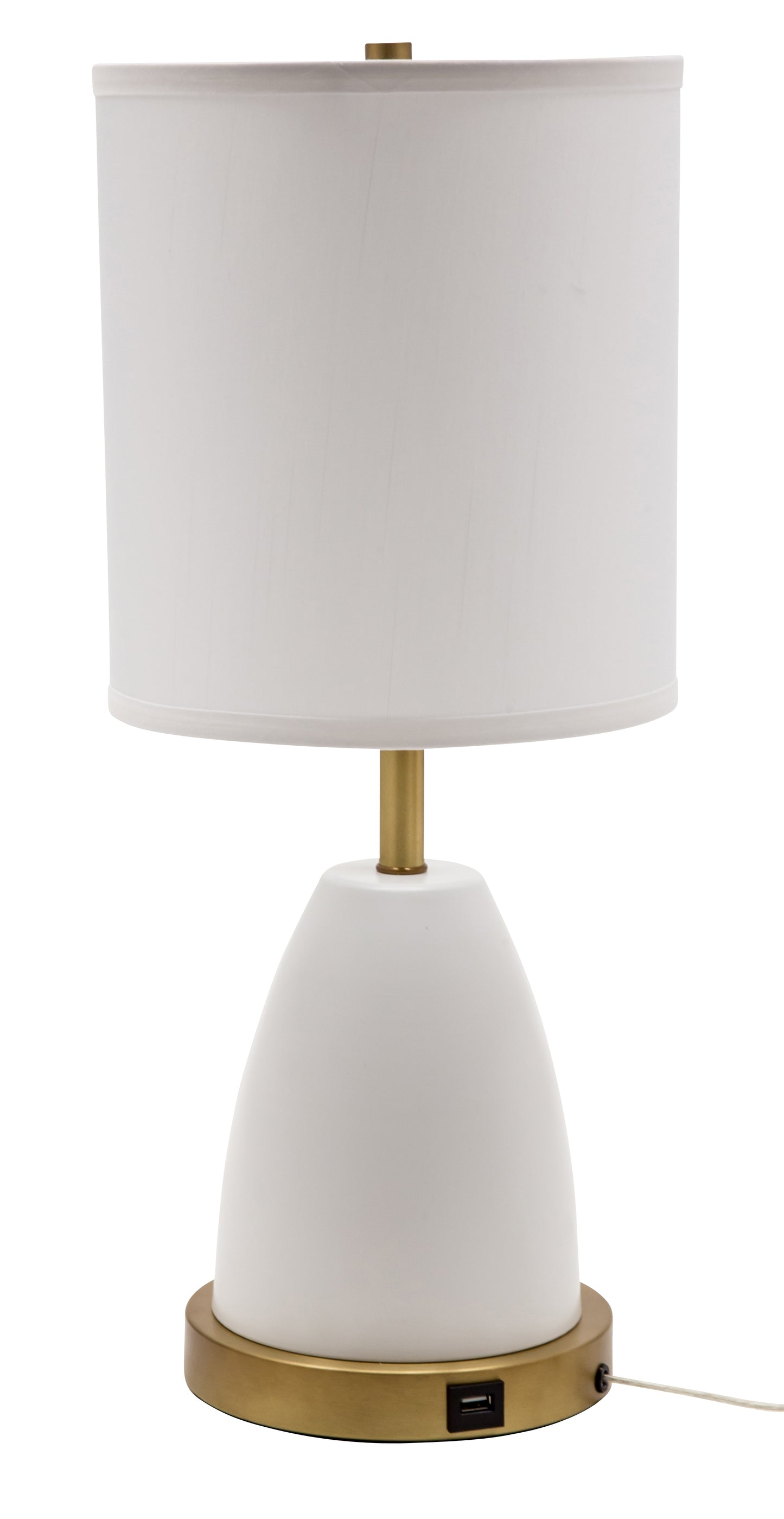 House of Troy Rupert Table Lamp White Weathered Brass Accents USB Port RU751-WT
