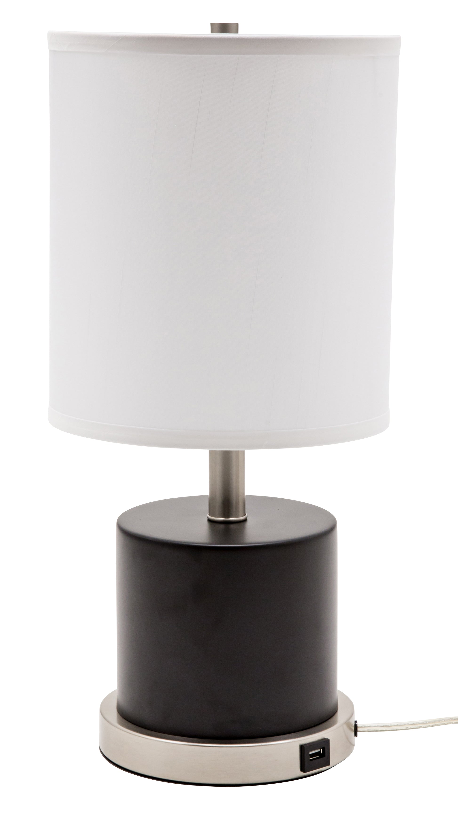 House of Troy Rupert Table Lamp Black Satin Nickel Accents USB Port RU752-BLK