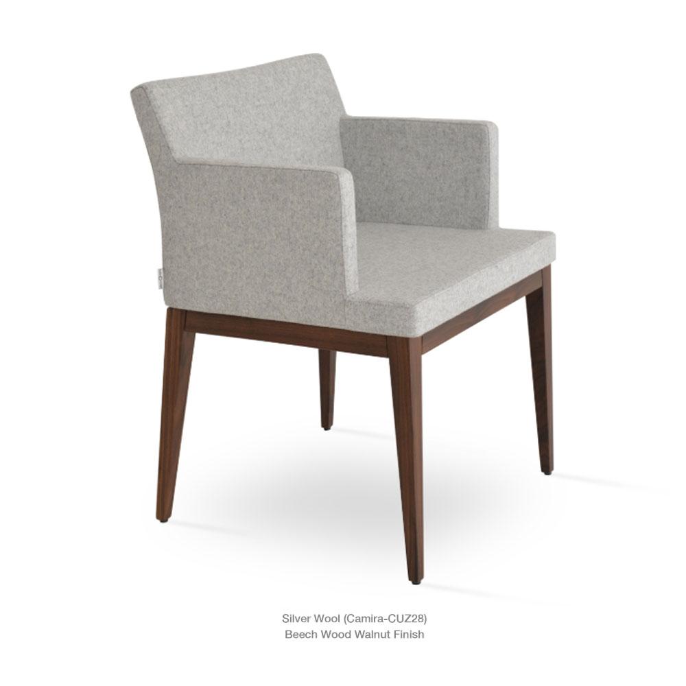 sohoConcept Soho Wood Arm Chair Fabric in Solid Beech Walnut