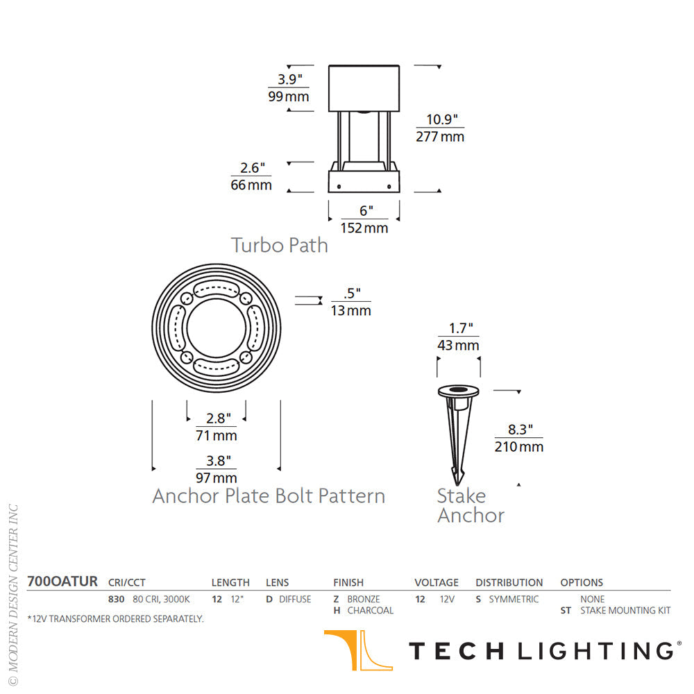 Tech Lighting Turbo LED Outdoor Path by Visual Comfort