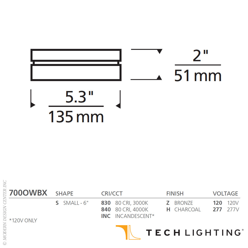 Tech Lighting Boxie Small LED Outdoor Wall/Ceiling by Visual Comfort