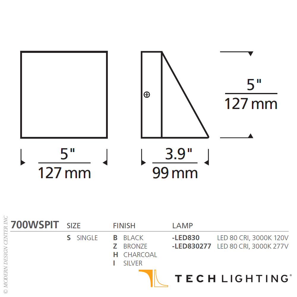 Tech Lighting Pitch Single LED Outdoor Wall Sconce by Visual Comfort