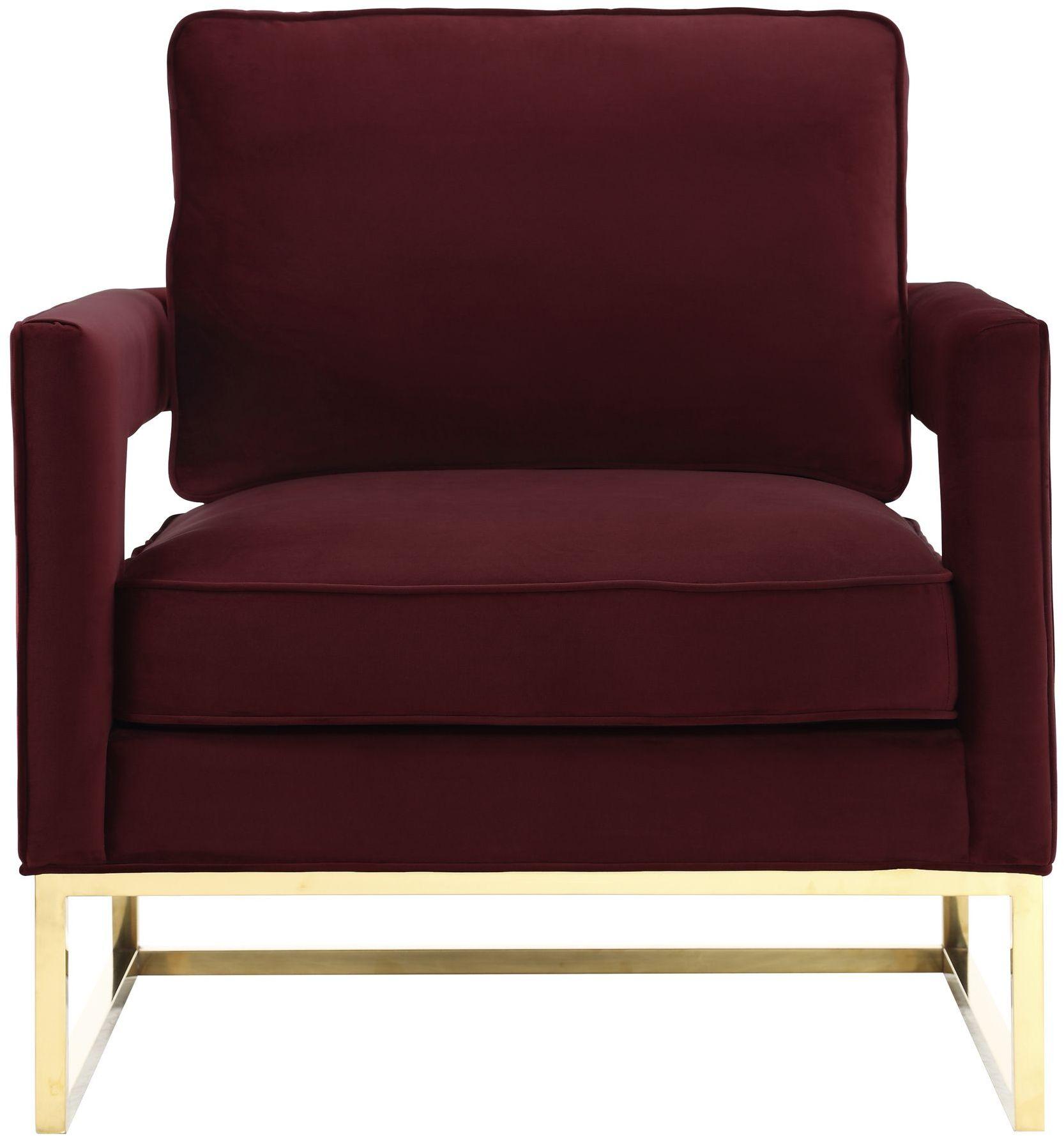 Avery Maroon Velvet Chair Polished Gold Base by TOV