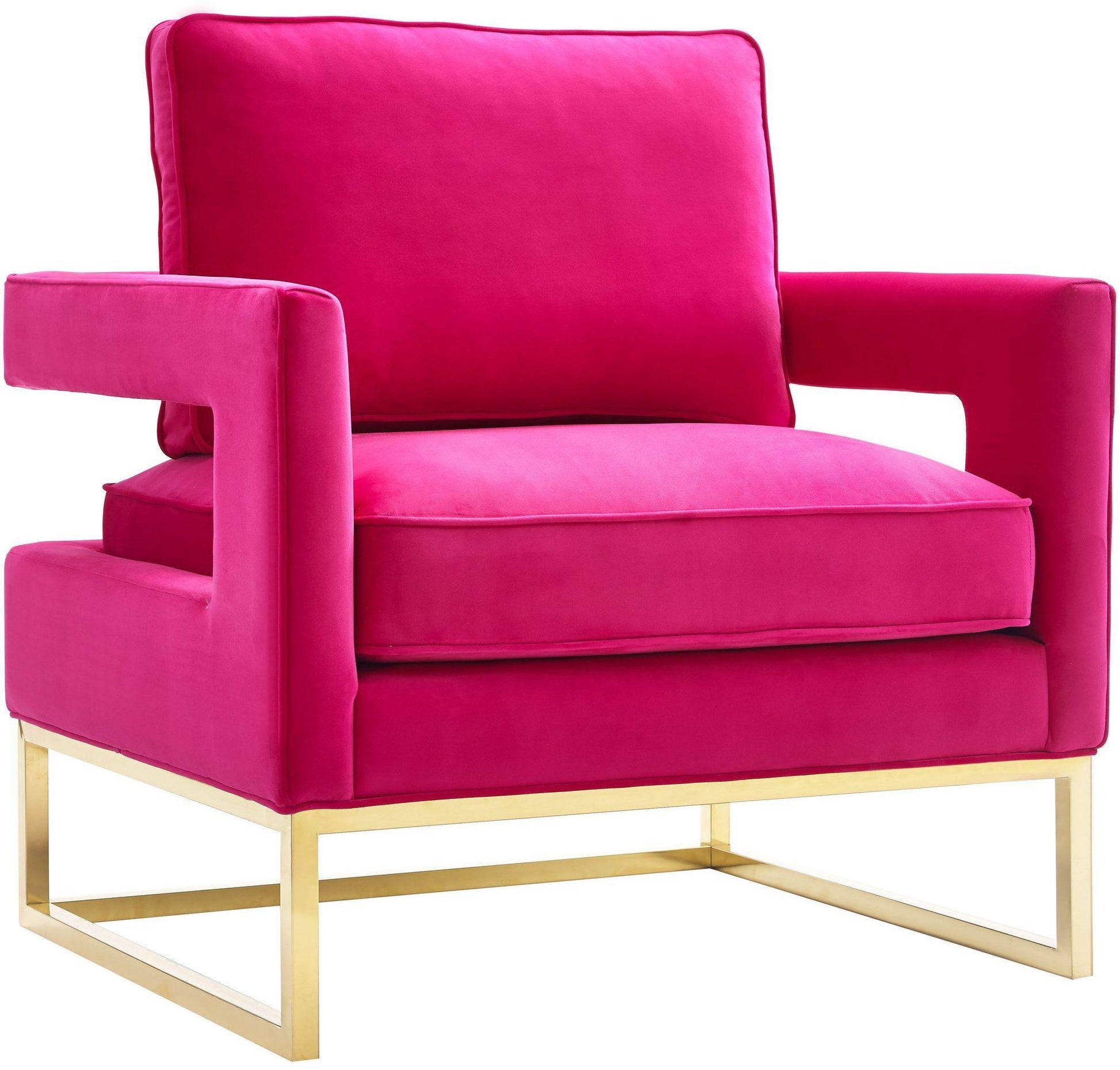 Avery Pink Velvet Chair Polished Gold Base by TOV