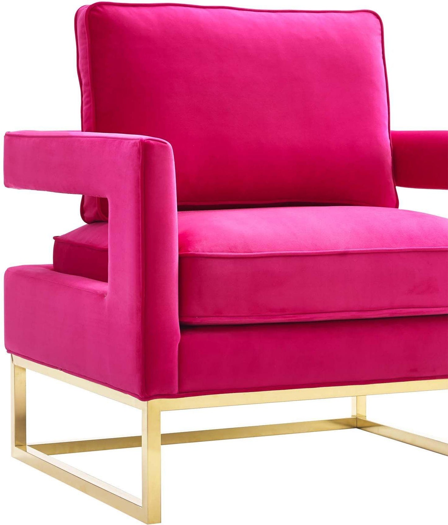 Avery Pink Velvet Chair Polished Gold Base by TOV