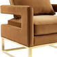 Avery Cognac Velvet Chair Polished Gold Base by TOV