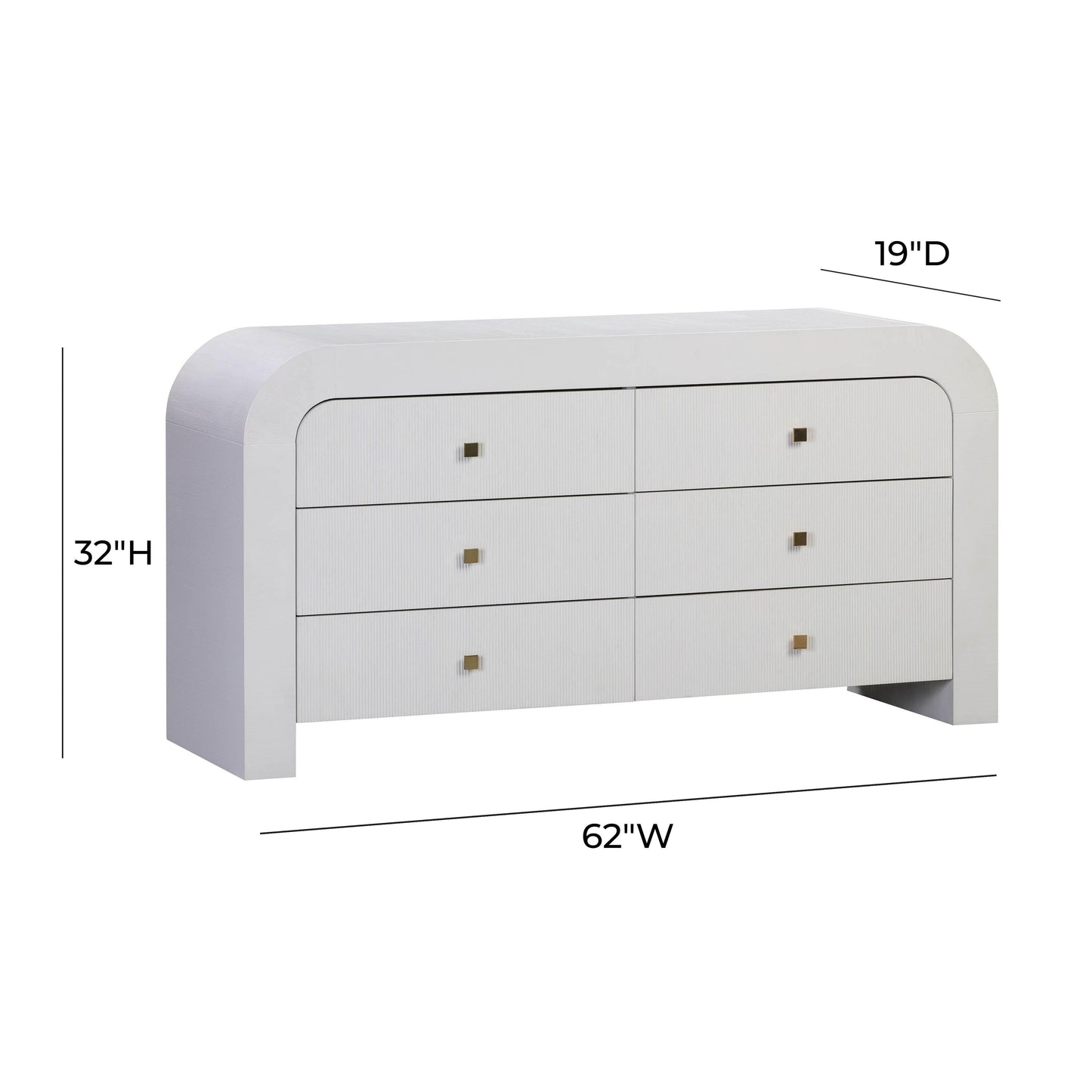 Hump 6 Drawer White Dresser by TOV