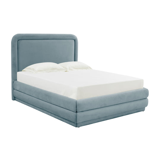 Briella Bluestone Velvet Bed Full by TOV