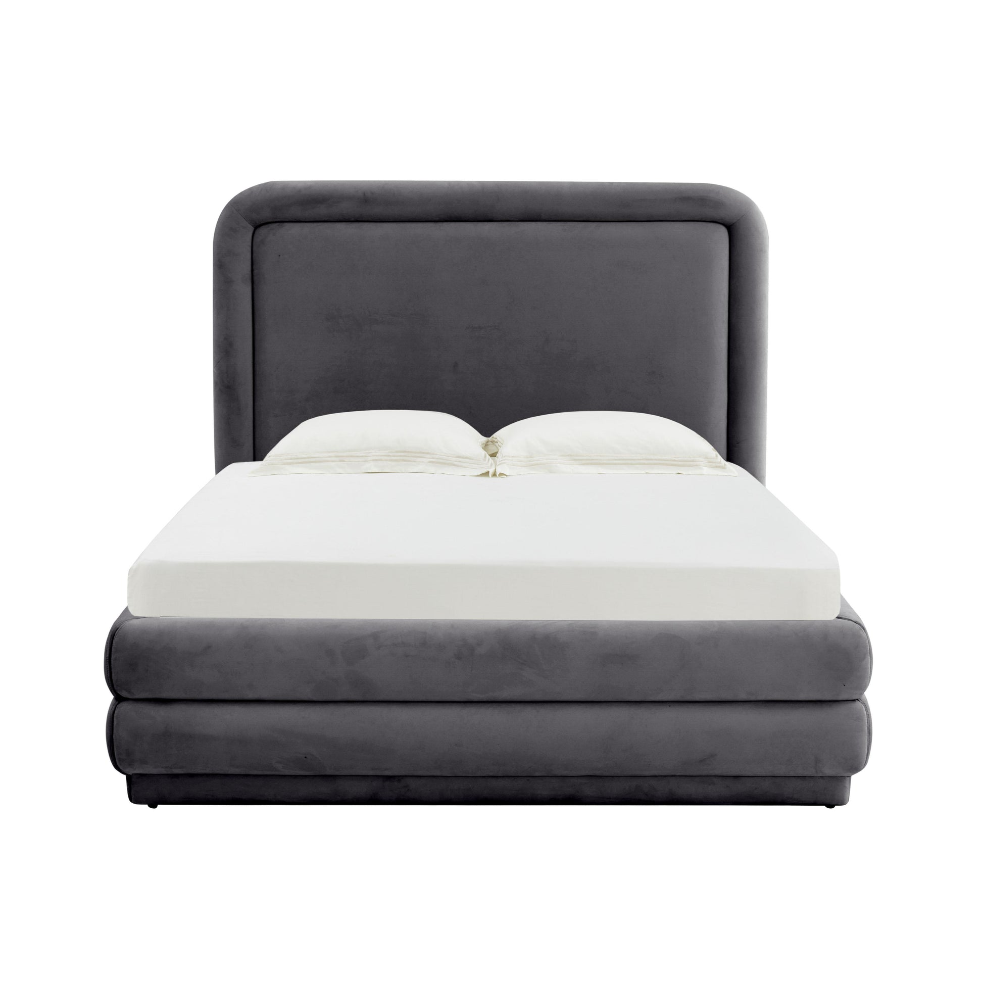 Briella Dark Grey Velvet Bed Full by TOV