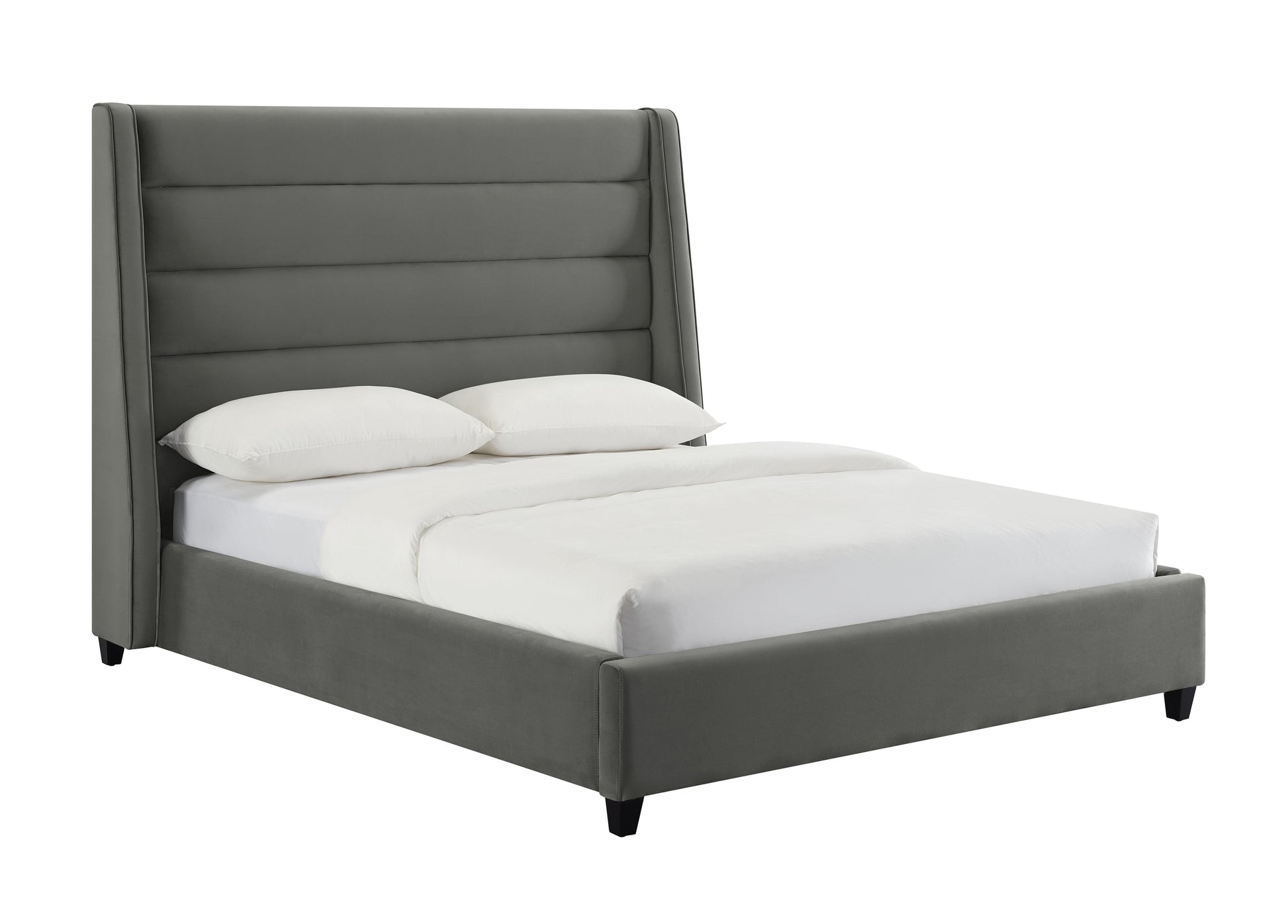 Koah Grey Velvet Bed King by TOV