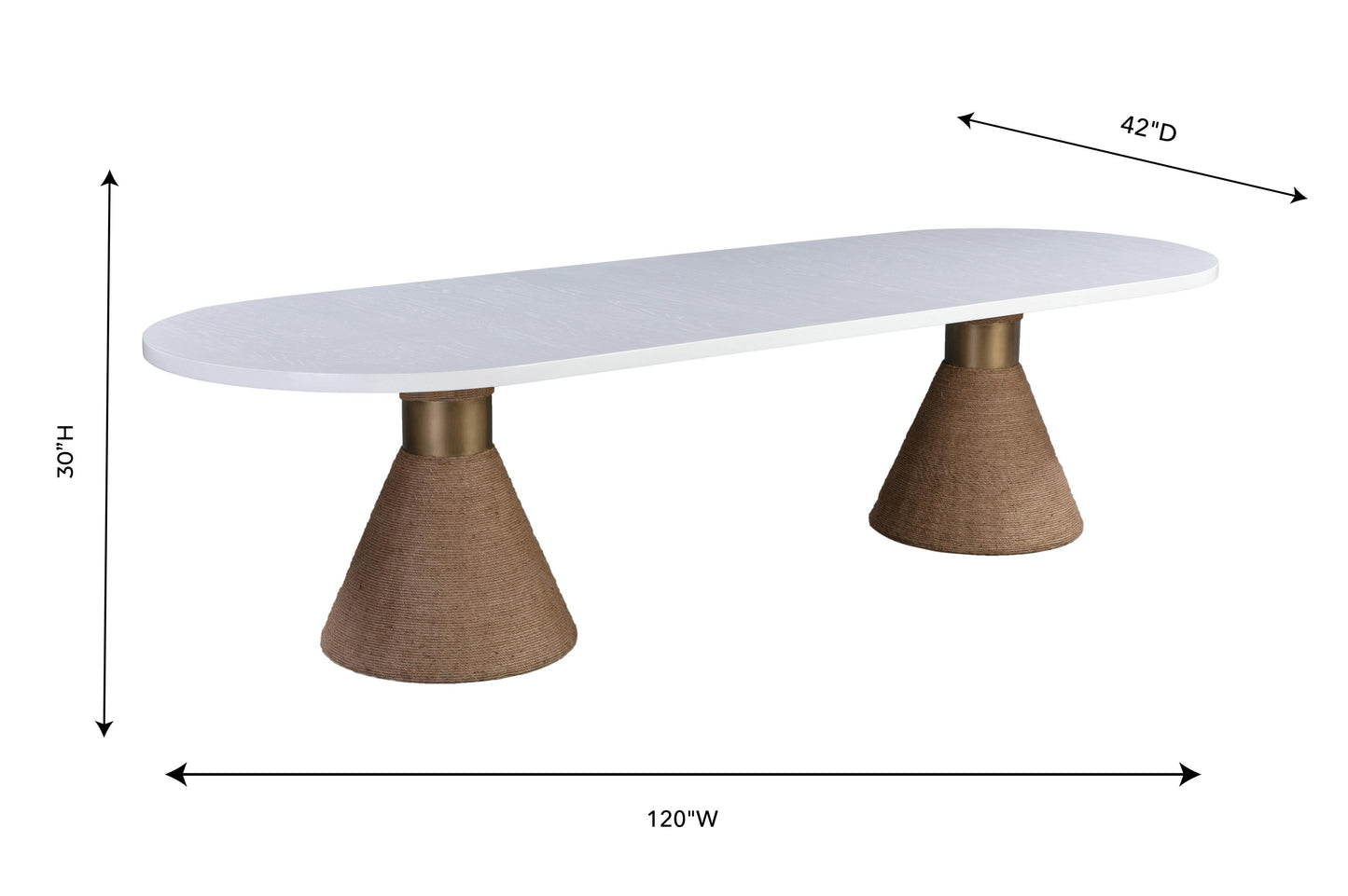 Rishi Natural Rope Oval Table by TOV