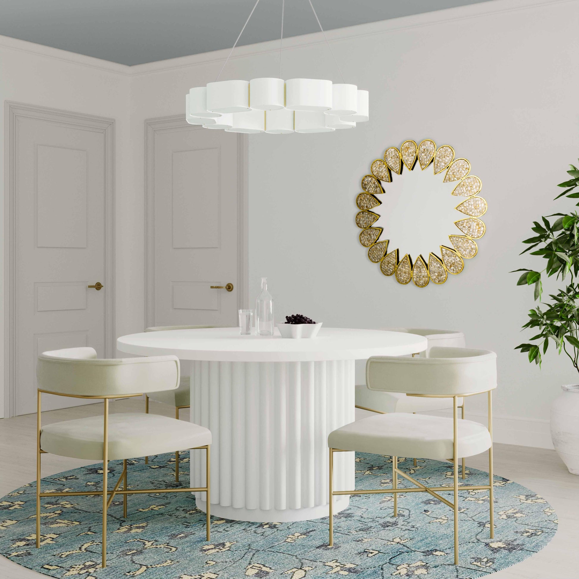 Kali 55 White Round Dining Table by TOV