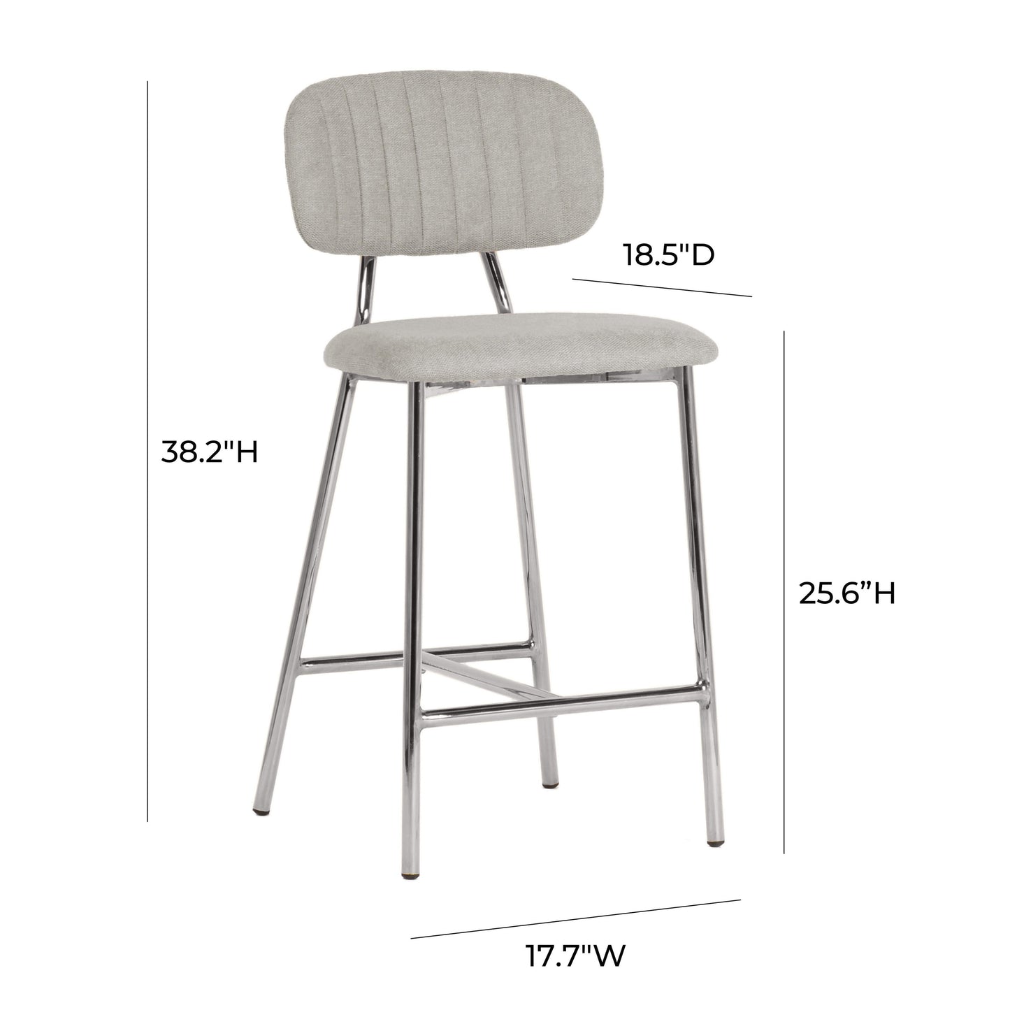 Ariana Grey Counter Stool Silver Legs Set Of 2 by TOV