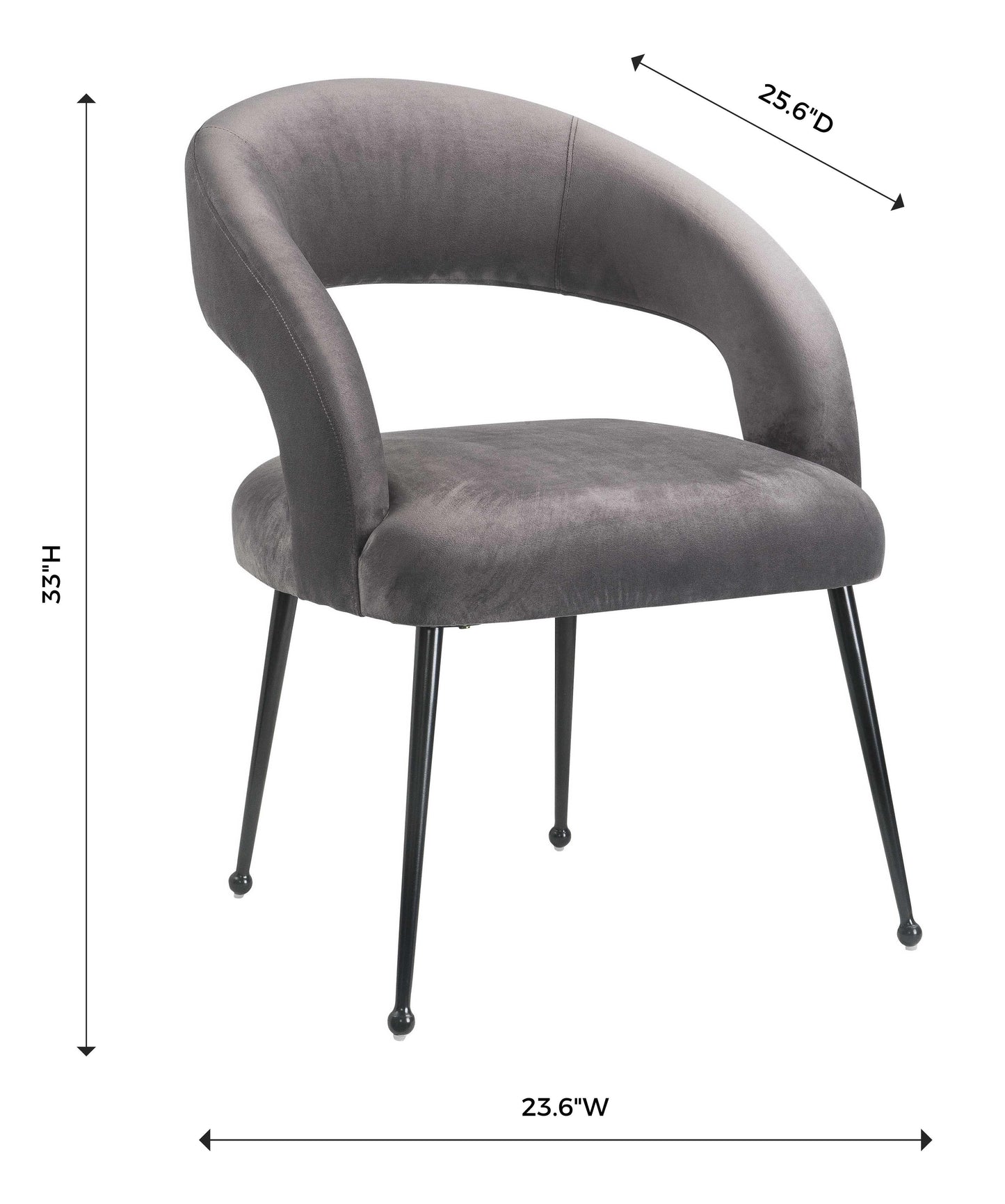 Rocco Grey Velvet Dining Chair by TOV