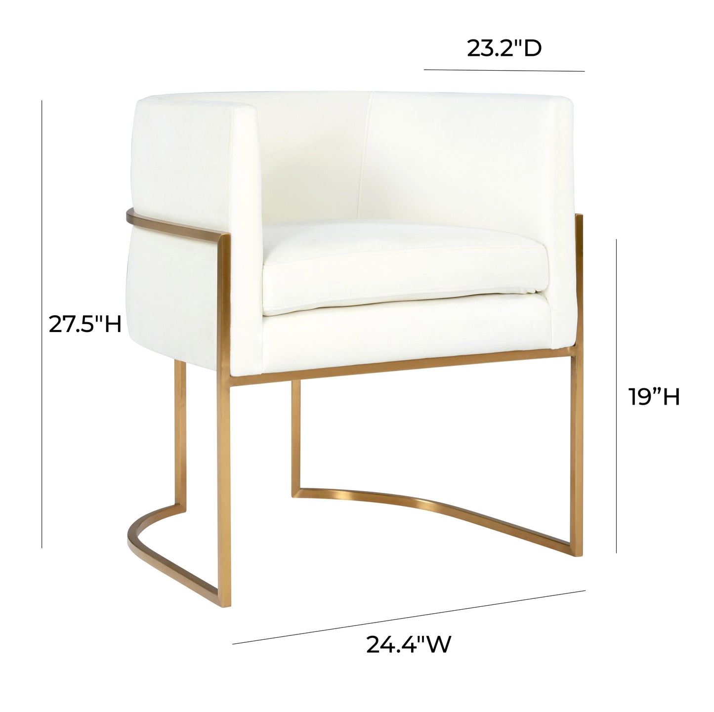 Giselle Cream Velvet Dining Chair Gold Leg by TOV