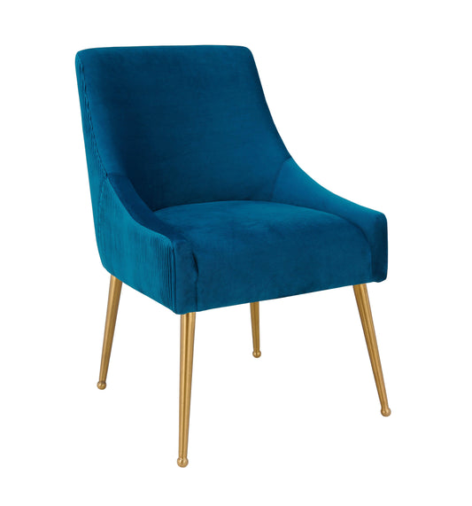 Beatrix Pleated Navy Velvet Side Chair by TOV
