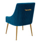 Beatrix Pleated Navy Velvet Side Chair by TOV