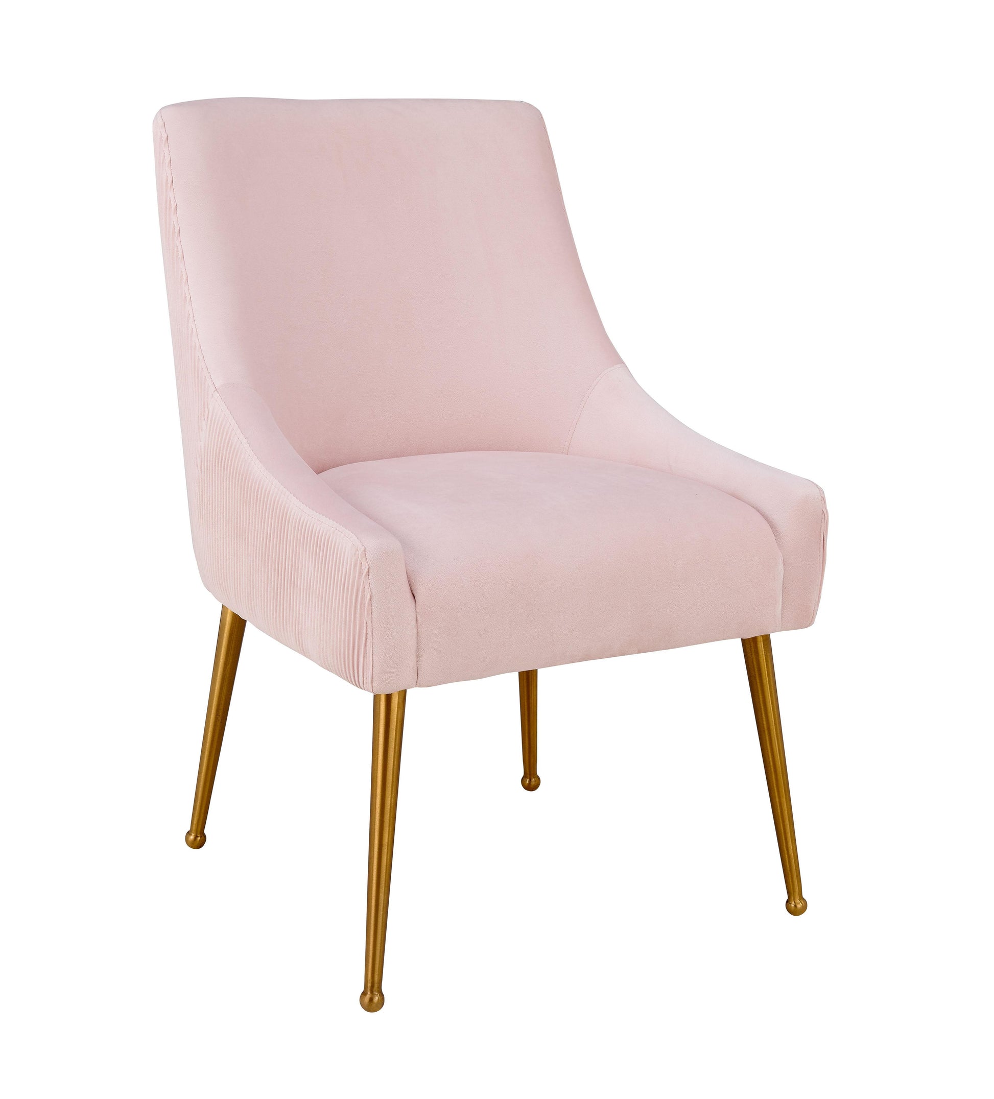 Beatrix Pleated Blush Velvet Side Chair by TOV