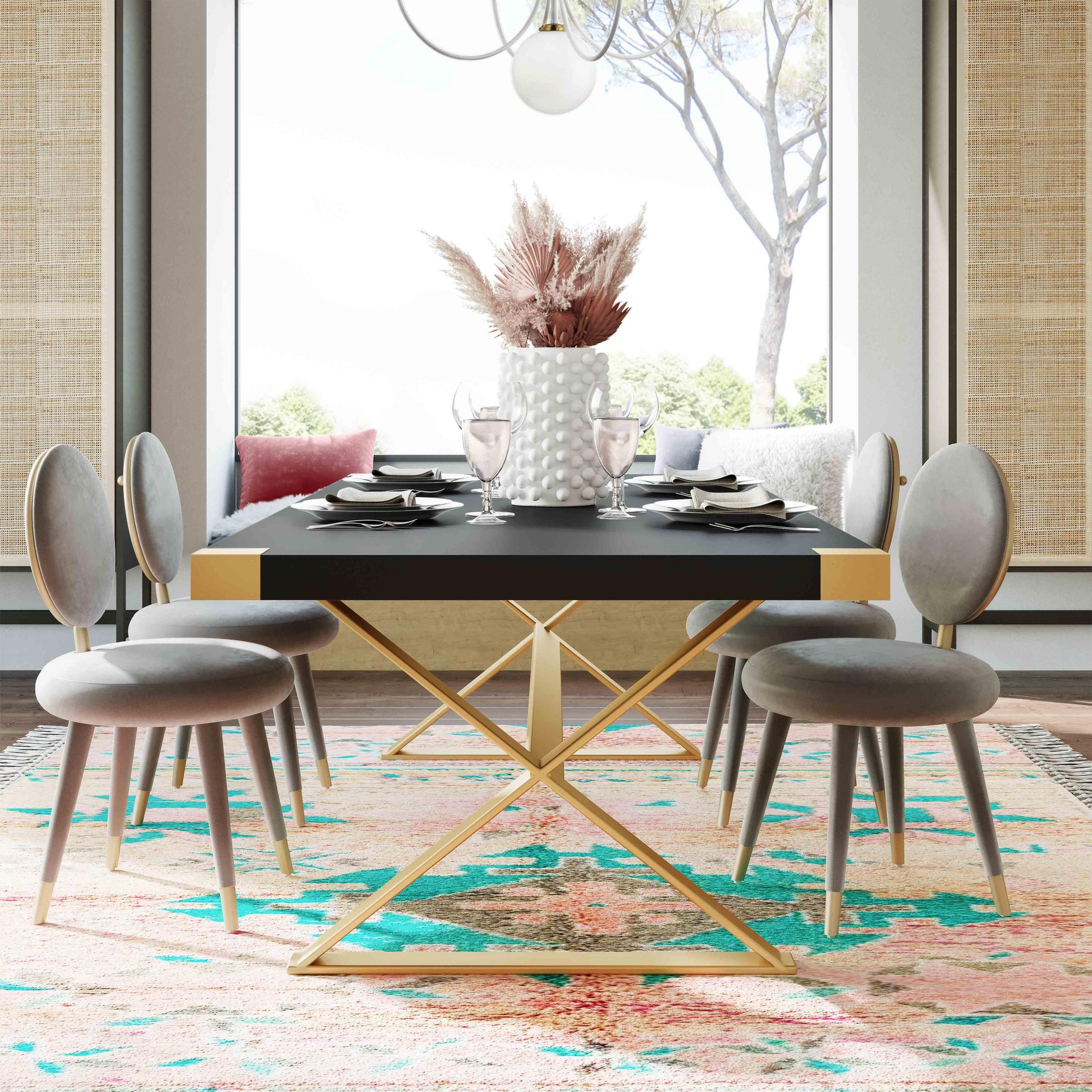 Adeline Black Lacquer Dining Table by TOV