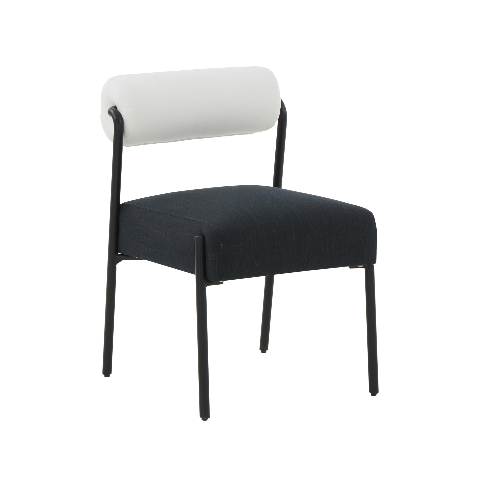 Jolene Cream Black Linen Dining Chair Set of 2 by TOV