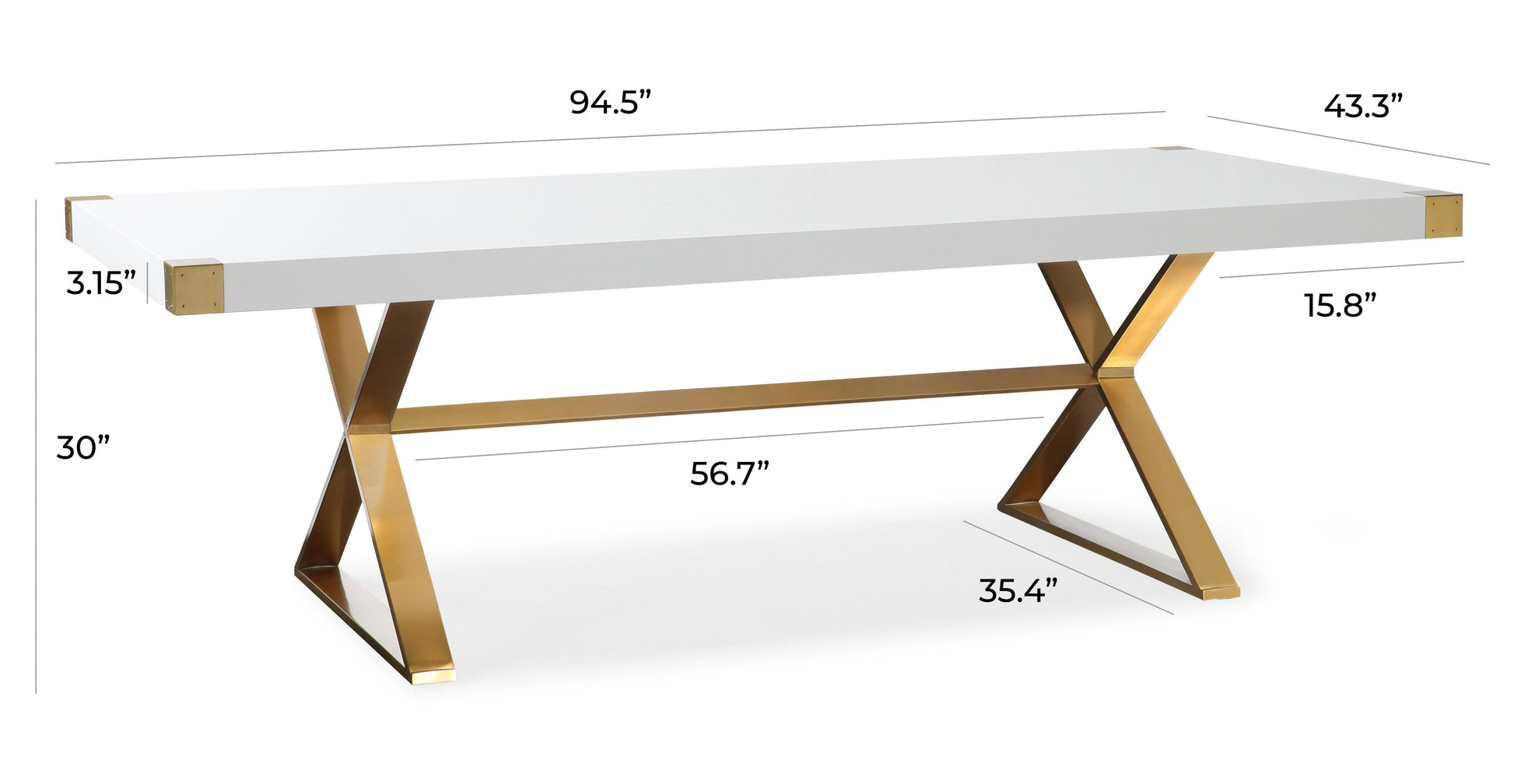 Adeline White Lacquer Dining Table by TOV