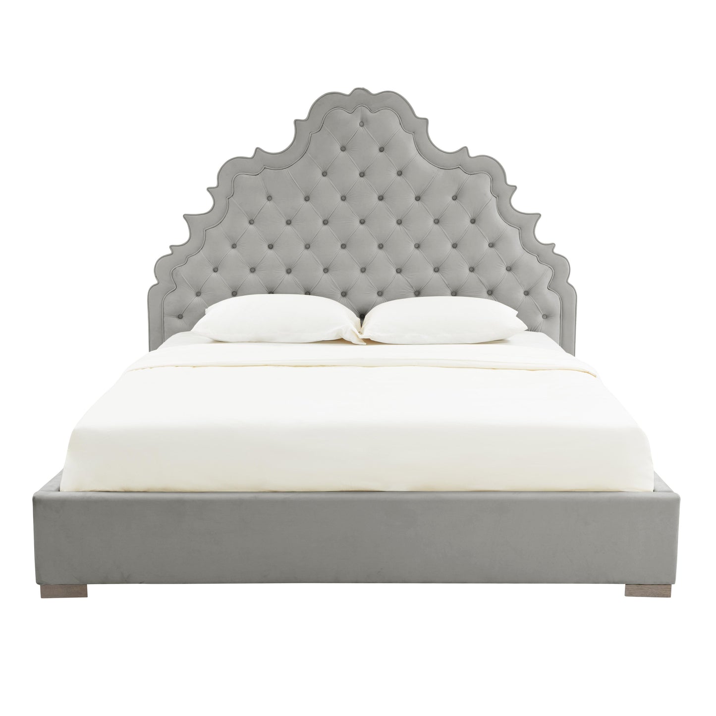 Carolina Grey Velvet Bed King by TOV