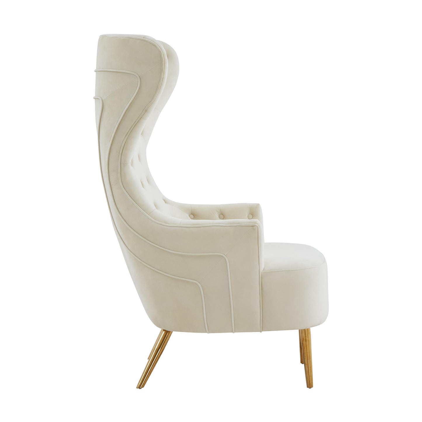 Jezebel Cream Velvet Wingback Chair by TOV